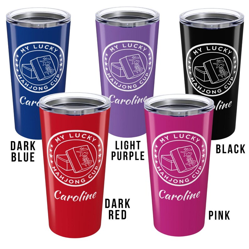 Personalized Mahjong Tumbler: Stainless Steel Travel Cup, 20oz image 5