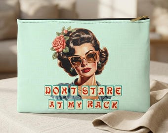 Mahjong 'Don't Stare at My Rack' Green Small Accessory Pouch Player Gift Mah Jongg Game Day Card Winnings Bag