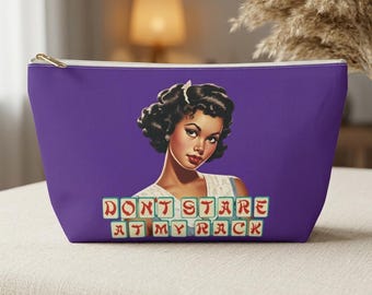Mahjong Tile Bag 'Don't Stare At My Rack' Retro Black Woman Purple Tile Pouch Player Birthday Gift Funny Mah Jongg Game Lover Accessory Bag