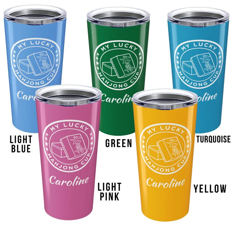 Personalized Mahjong Tumbler: Stainless Steel Travel Cup, 20oz image 4