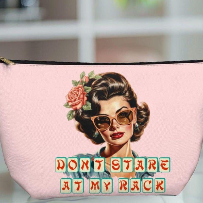 Mahjong Tile Pouch Funny 'Don't Stare At My Rack' Tile Bag Player Birthday Gift Mah Jongg Game Lover Gift Mahj Money Coin Winnings Bag