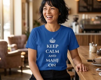 "Lustiges ""Keep Calm and Mahj On"" Mahjong Shirt Spieler Geschenk Mah Jongg Game Night Tee Passendes Mahjong Squad Crew Shirt."