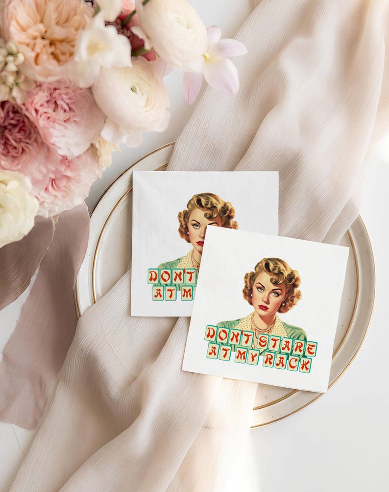Grappige Mahjong-servetten Mah Jongg-feestcadeau "Don't Stare at My Rack" retro cocktailservetten afbeelding 5