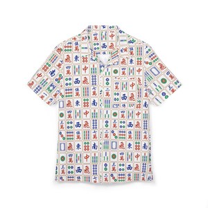 Mahjong Hawaiihemd mit Fliesen Muster Mah Jongg Unisex Button-Down Aloha Shirt Geschenk für Mahjong Spieler Geburtstag Sommer Spieltag Outfit Bild 3