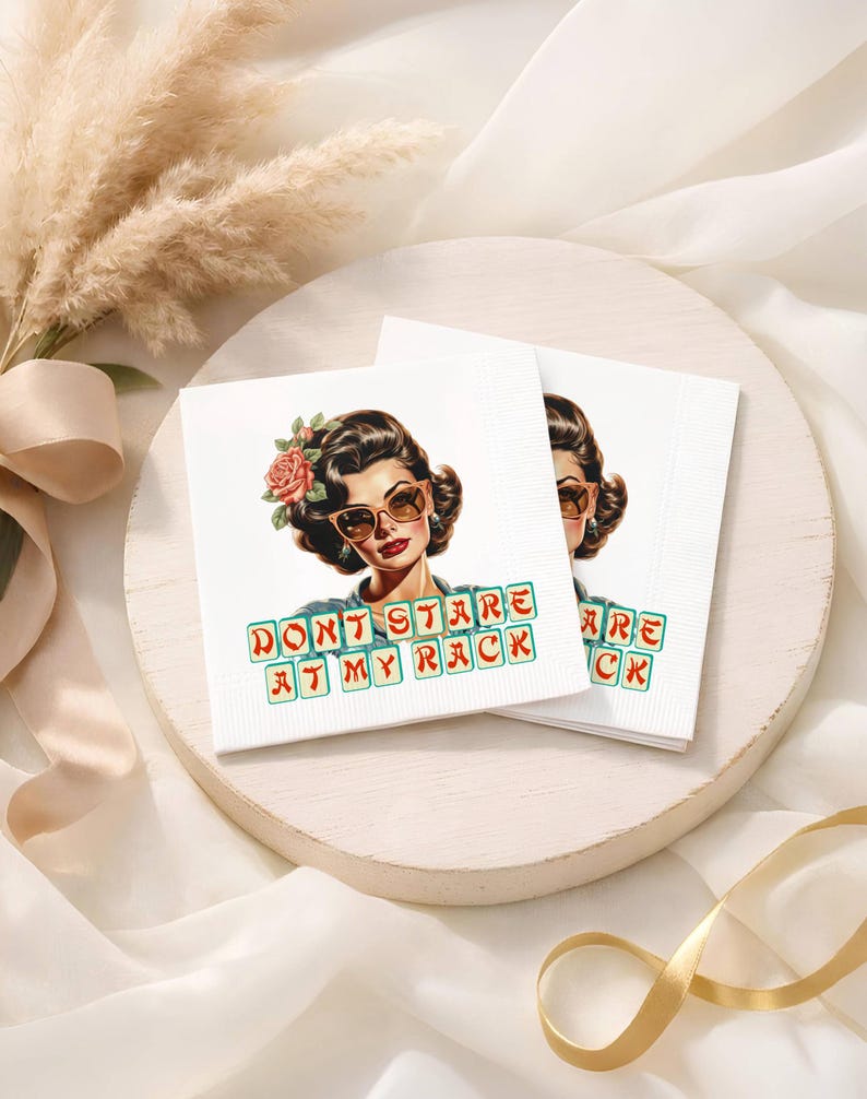 Grappige Mahjong-servetten Mah Jongg-feestcadeau "Don't Stare at My Rack" retro cocktailservetten afbeelding 1