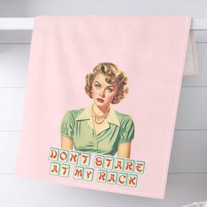 Funny Mahjong &quot;Don&#39;t Stare at My Rack&quot; Tea Towel | Cute Kitchen Mah Jongg Decor | Decorative Towel | Housewarming Birthday Gift