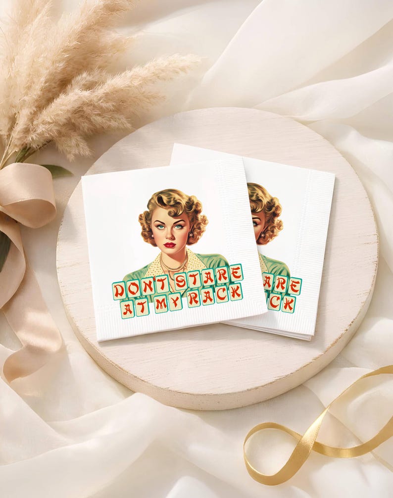 Grappige Mahjong-servetten Mah Jongg-feestcadeau "Don't Stare at My Rack" retro cocktailservetten afbeelding 2