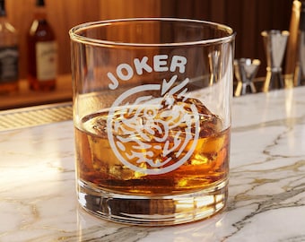 Mahjong gravierte Joker Whisky Glas 10,5 Unzen Spieler Geschenk Mah Jongg Spiel Drinkware Mahjong Hostess Geschenk Vatertagsgeschenk