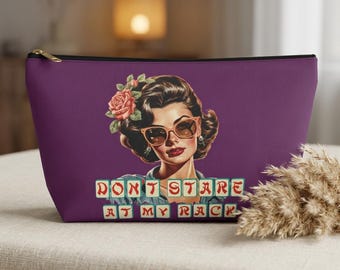Funny Mahjong Retro Brunette 'Don't Stare At My Rack' Juicy Grape Tile Pouch Player Birthday Gift Mah Jongg Game Lover Bag