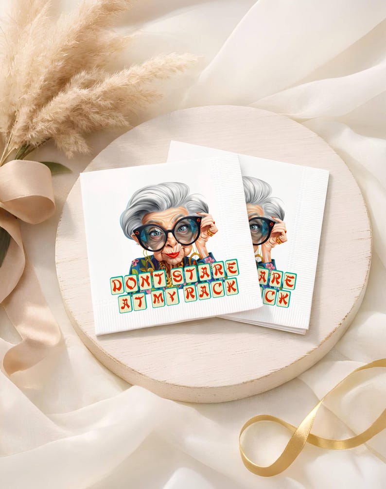 Grappige Mahjong-servetten Mah Jongg-feestcadeau "Don't Stare at My Rack" retro cocktailservetten afbeelding 3