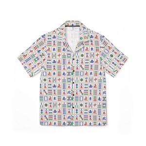 Men’s Mahjong Hawaiian Shirt – Lightweight Shirt with Mahjong Tiles Print Summer Beach Shirt Mah Jongg Gift for Him Game Day Shirt image 7