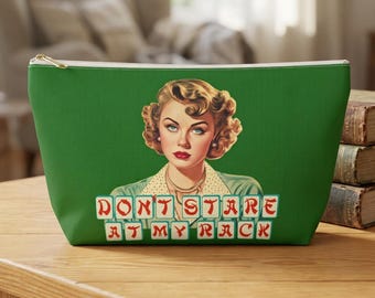 Mahjong Retro Blonde 'Don't Stare at My Rack' Tile Pouch Gift for Mah Jongg Player Kelly Green