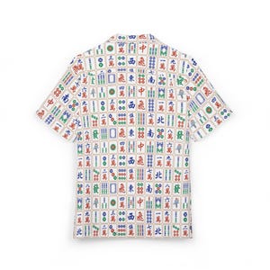 Mahjong Hawaiihemd mit Fliesen Muster Mah Jongg Unisex Button-Down Aloha Shirt Geschenk für Mahjong Spieler Geburtstag Sommer Spieltag Outfit Bild 4