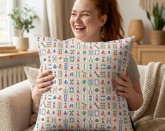 Mahjong Tiles Square Pillow Birthday Gift Mah Jongg Game Hostess Gift Mahjong Gift Home Décor