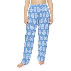 Mahjong Joker Light Blue Women&#39;s Pajama Pants, Mahj Gamer Comfortable Sleepwear, Mahjong Players Relaxing Loungewear
