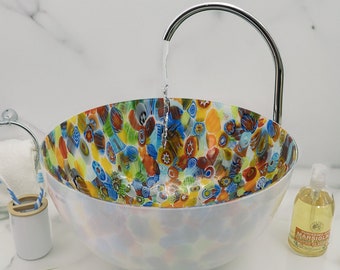 Lavabo en verre de Murano multicolore