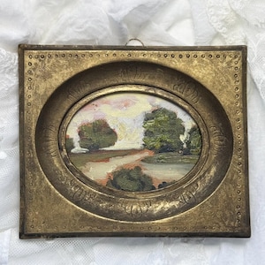 Original oil painting, Art , landscape in a frame, small original oil scenery, vintage frame,  oil painting, gift