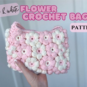 Häkelmuster - Blumen Häkelmuster, Häkelmuster, Häkeltasche Muster, Häkeltasche klein, Häkelblume für kleine Tasche, Häkelblume