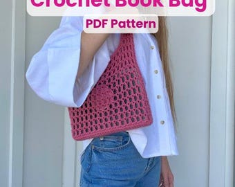 Bag Crochet Pattern- Crochet Book Bag, Book Case, Mini Bag, Crochet Book Holder, Mini Purse, Easy Crochet Pattern