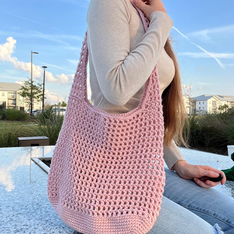Easy Crochet Beach Bag Pattern – DIY Market Tote, Beginner-friendly ...