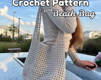 Easy Crochet Beach Bag Pattern – DIY Market Tote, Beginner-Friendly Crochet, Crochet Pattern, DIY Gift Idea