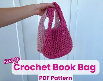 Bag Crochet Pattern- Crochet Book Bag, Book Case, Mini Bag, Crochet Book Holder, Mini Purse, Easy Crochet Pattern