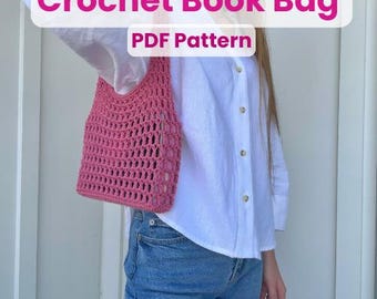 Bag Crochet Pattern- Crochet Book Bag, Book Case, Mini Bag, Crochet Book Holder, Mini Purse, Easy Crochet Pattern