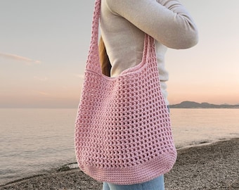 Crochet Beach Bag Pattern – DIY Market Tote, Beginner-Friendly Crochet, Crochet Pattern, Easy DIY Gift Idea, Farmers Market Bag