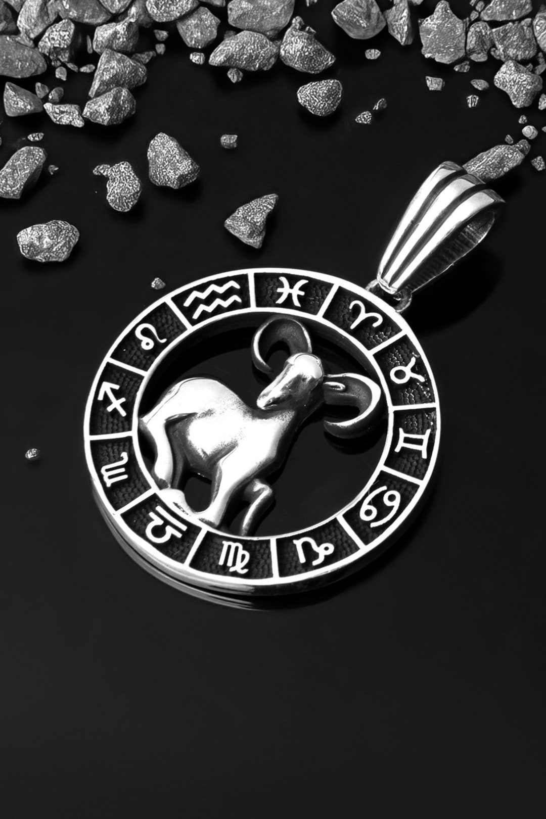 925 Sterling Silver Aries Zodiac Sign Pendant (unisex) - Etsy