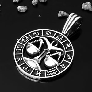 925 Sterling Silver Libra Zodiac Sign Pendant