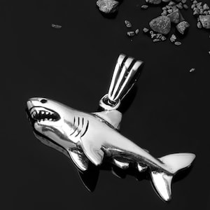 925 Sterling Silver Shark Model Men&#39;s Pendant