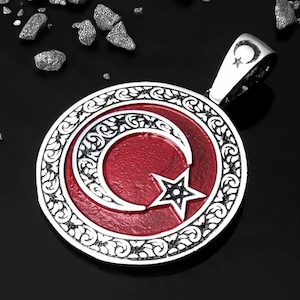 Pendentif homme étoile et croissant en argent sterling 925
