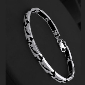 925 Sterling Silver Zulfiqar Sword Men&#39;s Bracelet