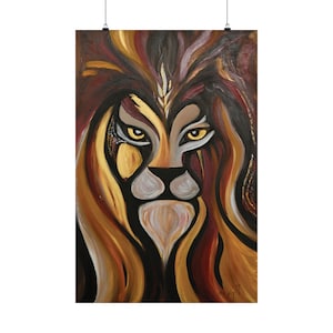 Lion Portrait Wall Art, Lion Painting Print, King Of Animals Wall Art, African Room Decor, Lion Poster, Unframed Poster, Safari Decor, Ronit