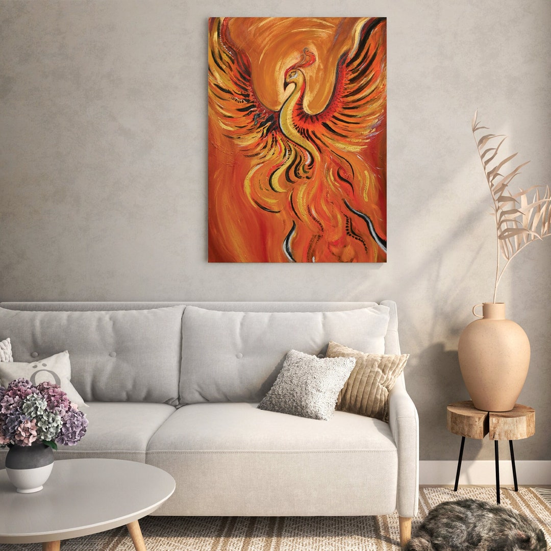Rising Phoenix Canvas, Mythical Bird Art, Abstract Wall Decor - Etsy
