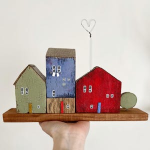 Wooden house miniature, rustic wooden home decor, driftwood houses, farmhouse country home decor, wooden miniatures, vintage decor, hygge