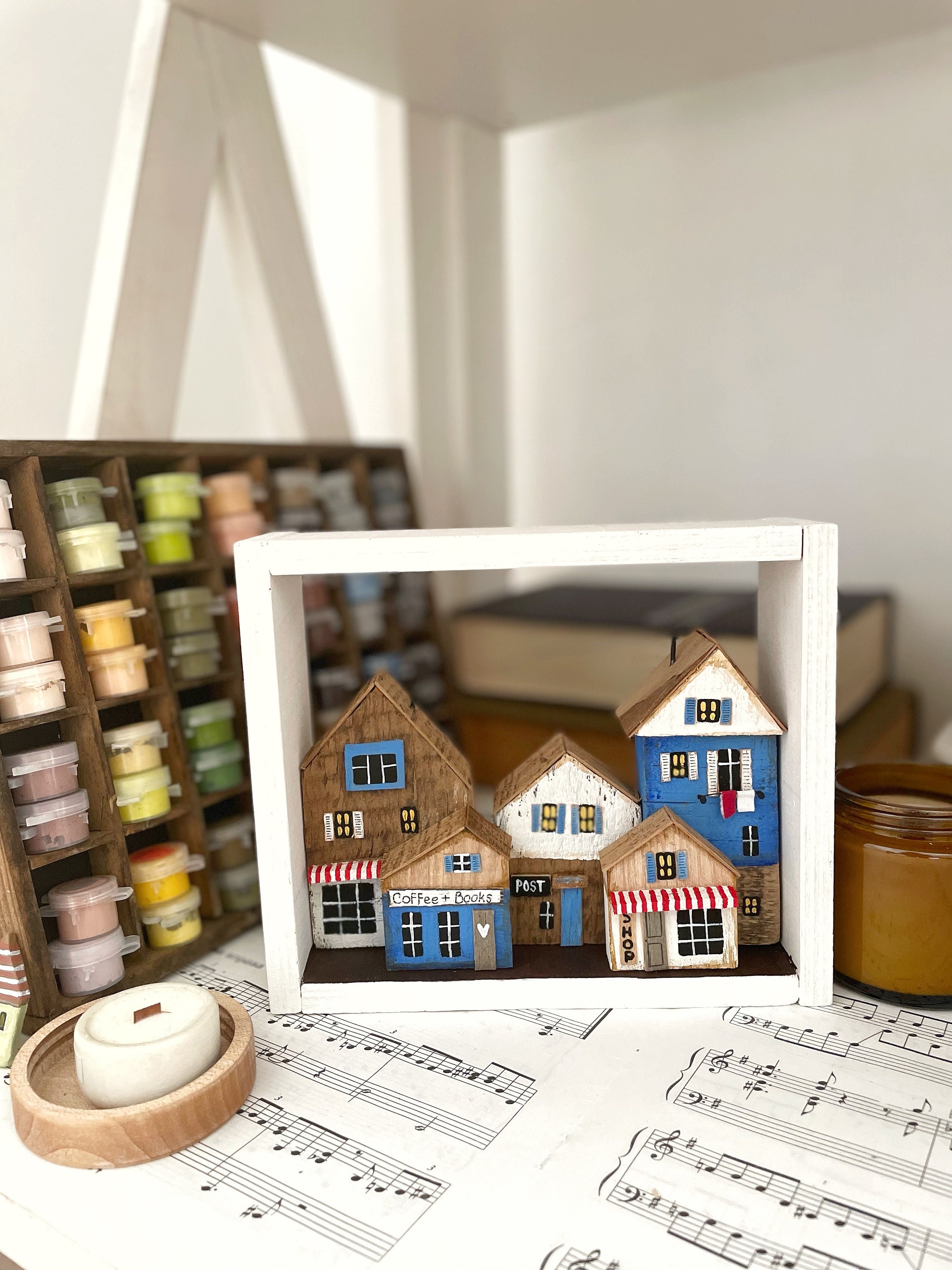 Wooden Miniature Houses, Driftwood Houses Art, Rustic Home Decor