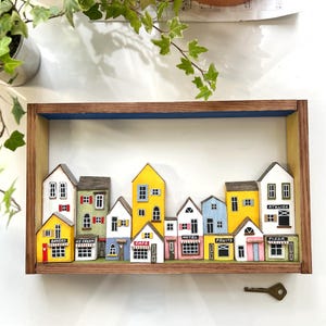 Rustic Wooden House Sculpture: Miniature Coastal Home Decor