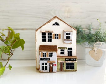 Rustic house, wooden house, driftwood house, old city house art, rustic home decor, wooden house miniature, old shop, cafe decor, retro art