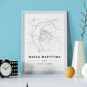 Massa Marittima Karte | Karte von Massa Marittima | Toskana | Italien | Druckbare Toskana Karte | Schwarz & Weiß