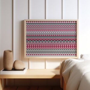 Fair Isle Knitting Pattern | Printable Fair Isle Pattern | Fair Isle style Poster | Blue Poster | Knitting Pattern