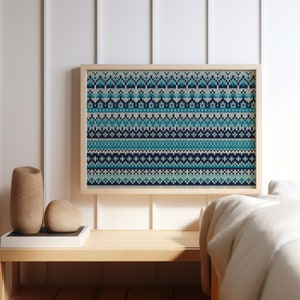 Fair Isle Knitting Pattern | Printable Fair Isle Pattern | Fair Isle style Poster | Blue Poster | Knitting Pattern