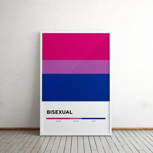 Cartel imprimible de bandera bisexual / Cartel LGBT / Bandera orientada al género / Símbolo LGBTQ