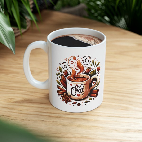 Chai & Chill Ceramic Mug - 11oz: Chai Mug, Chai Tea, Chai Tea Latte, Chai Latte, Chai Tea Mug, Chai Lover, Chai Gift, Chai Cup