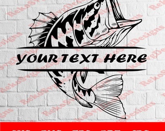 Bass Fish, Personalized Gift, Personalized SVG, Digital Download, Cricut, Sublimation, Silhouette, Svg–Png-Jpg–Eps–Pdf