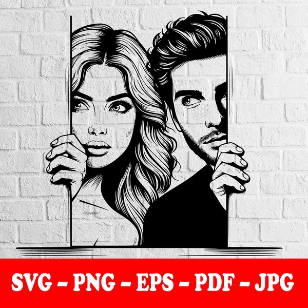 PEEKING LOVERS SVG, Vector, Cricut, Cutting File, T-Shirt, Sticker, Sublimation Design, Mug Wrap, Silhouette, Digital Download,