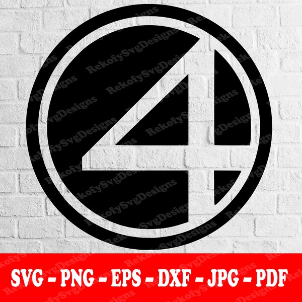 FANTASTIC FOUR, Logo, Emblem, Superhero, Svg, T-Shirt, Sticker, Mug Wrap, Vector, Tattoo, Silhouette, Digital, Svg-Png-Eps-Dxf-Jpg-Pdf