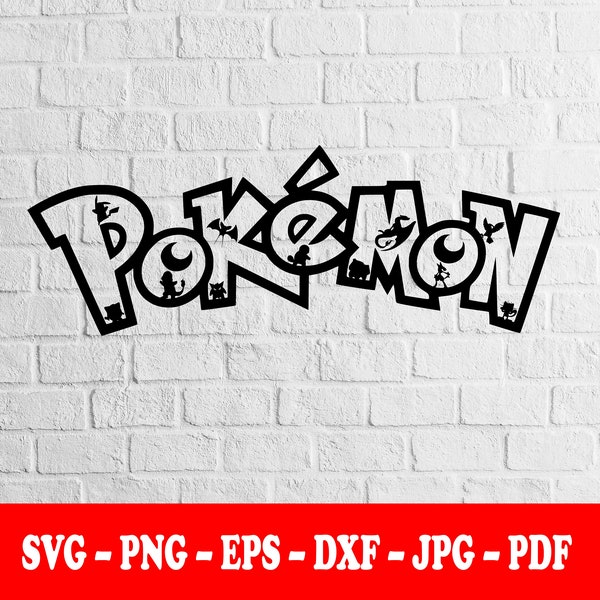 POKEMON LOGO With POKEMONS, Svg, T-Shirt Design, Sticker, Mug Wrap, Vector, Tattoo, Silhouette, Digital Download, Svg-Png-Eps-Dxf-Jpg-Pdf