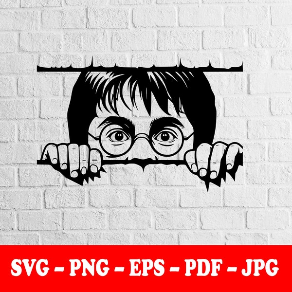 PEEKING WIZARD SVG, Vector, Cricut, Cutting File, T-Shirt, Sticker, Sublimation Design, Mug Wrap, Silhouette, Digital Download,