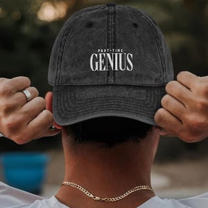 Part-Time Genius Embroidered Youth Hat, Smart Funny Kids Cap, Adjustable Cotton Baseball Hat, Playful Gift for Boys and Girls, Casual Wear